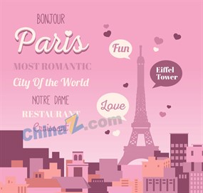 浪漫巴黎海报矢量素材